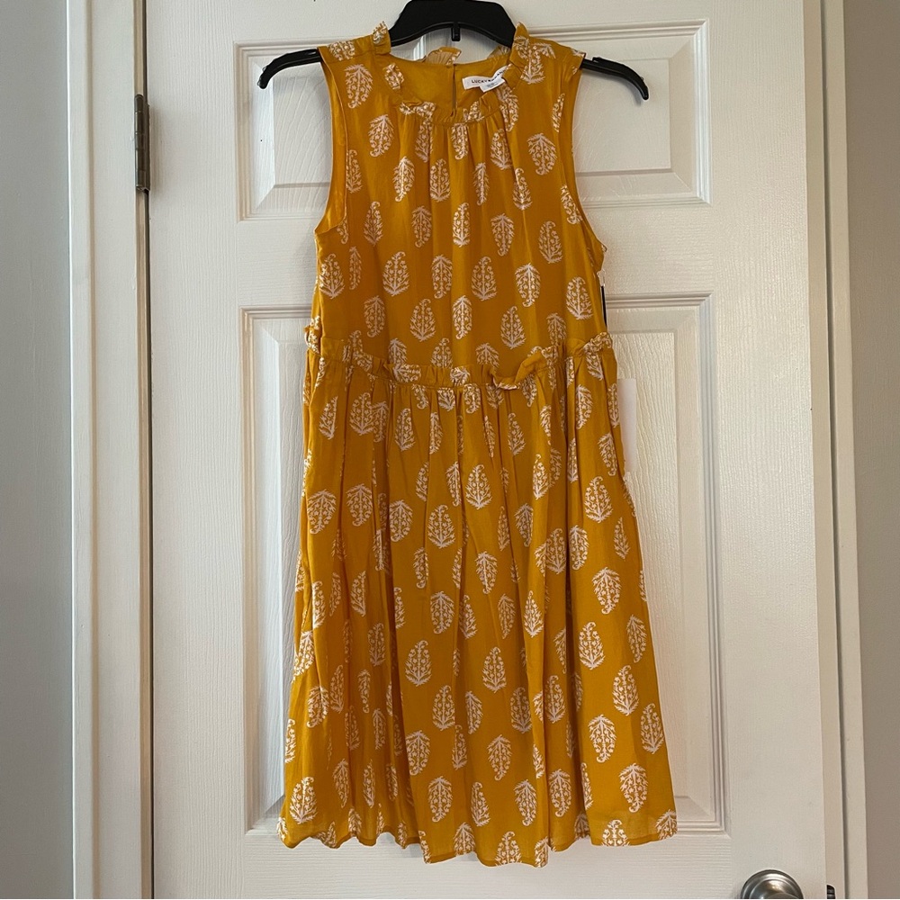 Lucky Brand Pretty Gold Bohemian Sleeveless Dress NWT Sz XS